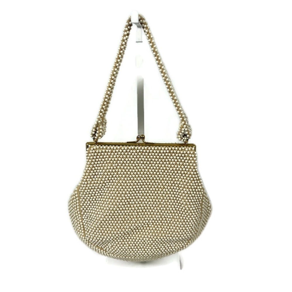 Vintage 1950s Corde Beade White Cream Small Beaded Handbag Mad Men Wedding Event